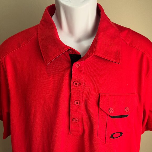 Oakley Golf Men's red w/ black trim short sleeve polo shirt XL EUC - Picture 1 of 6